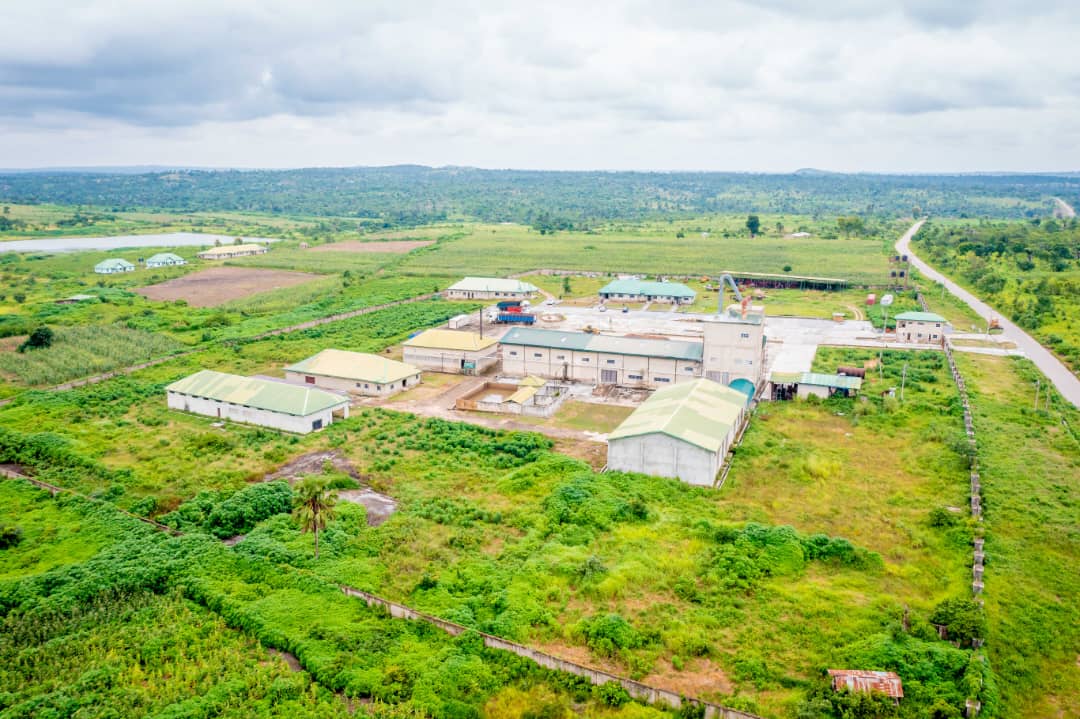 Aerial view of the Promise Point processing facility and surrounding farmland in Ikole, Ekiti State